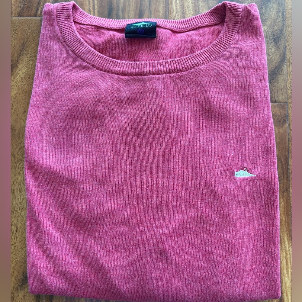 Atticus Men’s Trevor Sweater Cotton Crewneck Medium M Pullover Salmon Pink